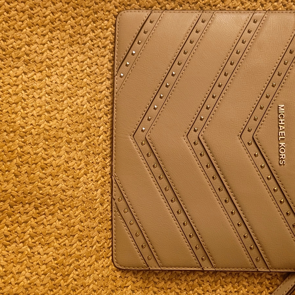 Michael Kors Tan Studded Clutch